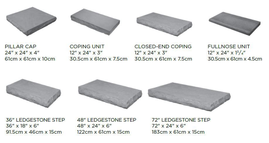 Ledgestone Block Sizes